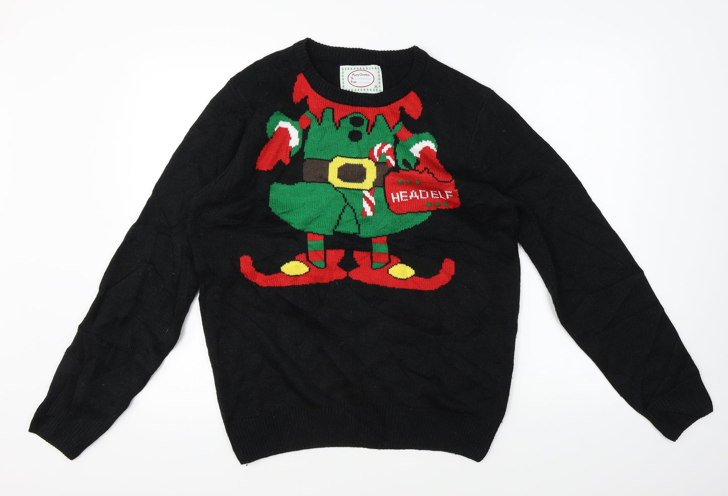 Preworn Mens Black   Pullover Jumper Size M  - Christmas Jumper