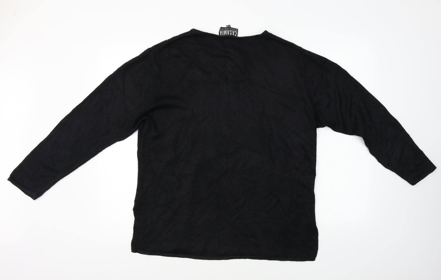 cashmia  Womens Black Floral  Pullover Jumper One Size