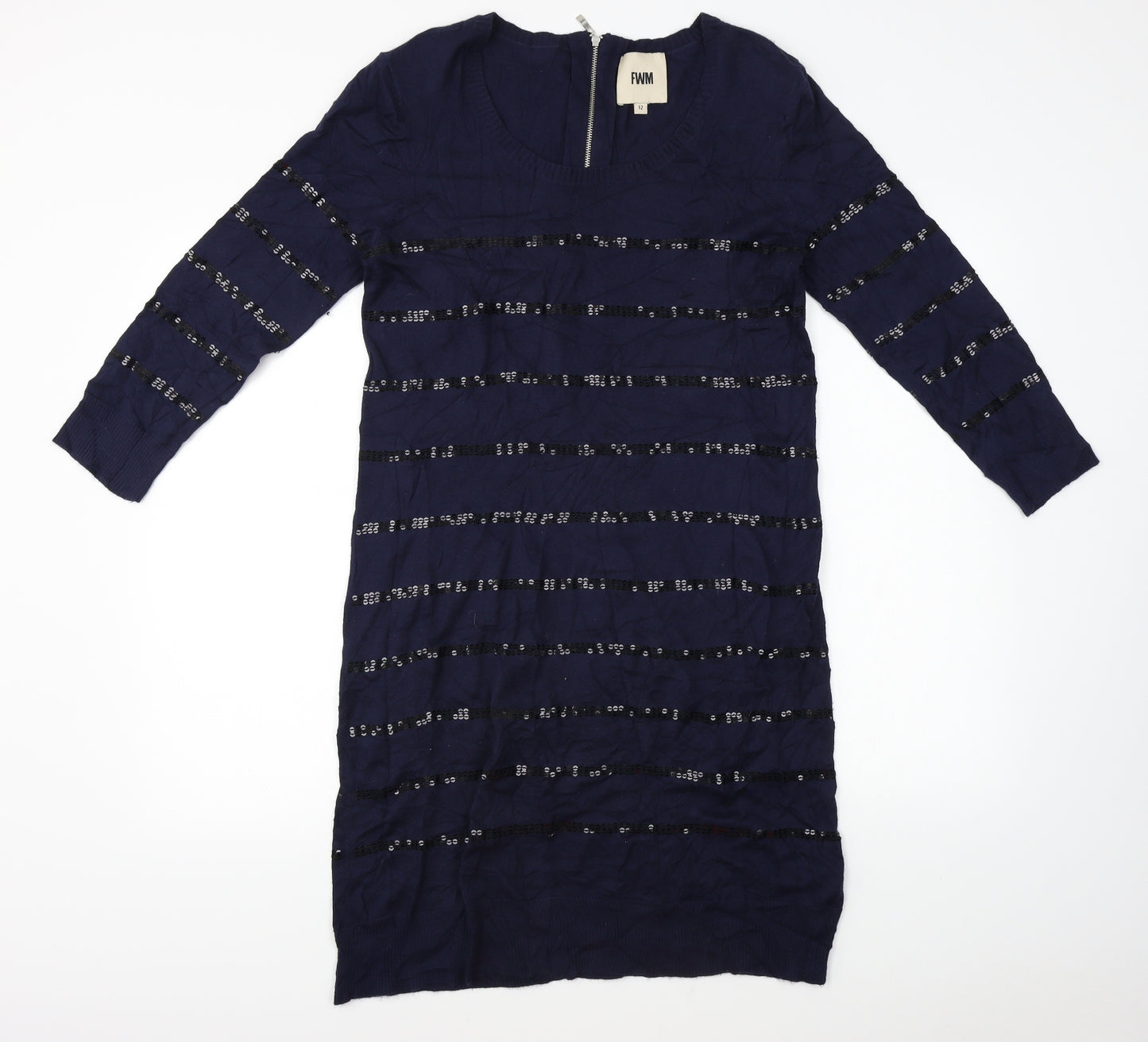 FWM Womens Blue Striped  A-Line  Size 12