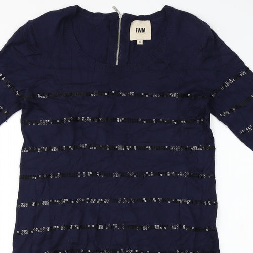 FWM Womens Blue Striped  A-Line  Size 12