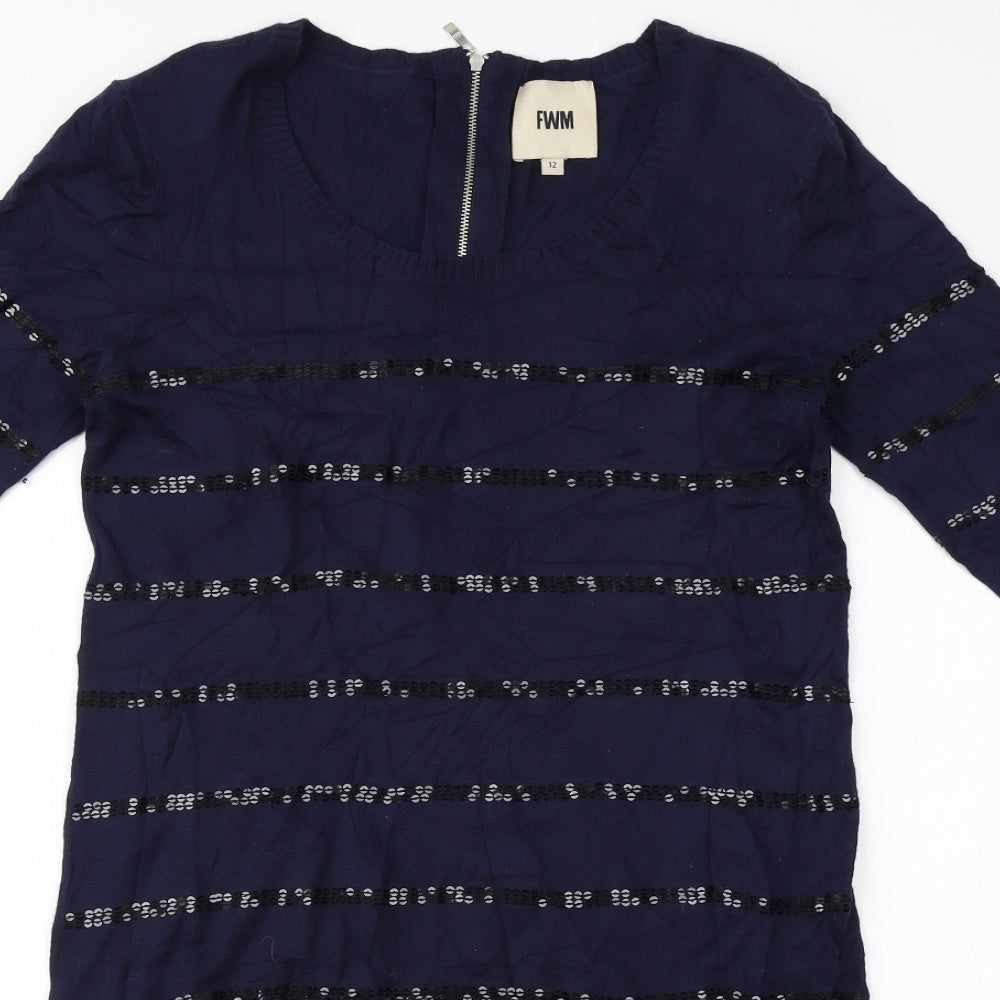 FWM Womens Blue Striped  A-Line  Size 12