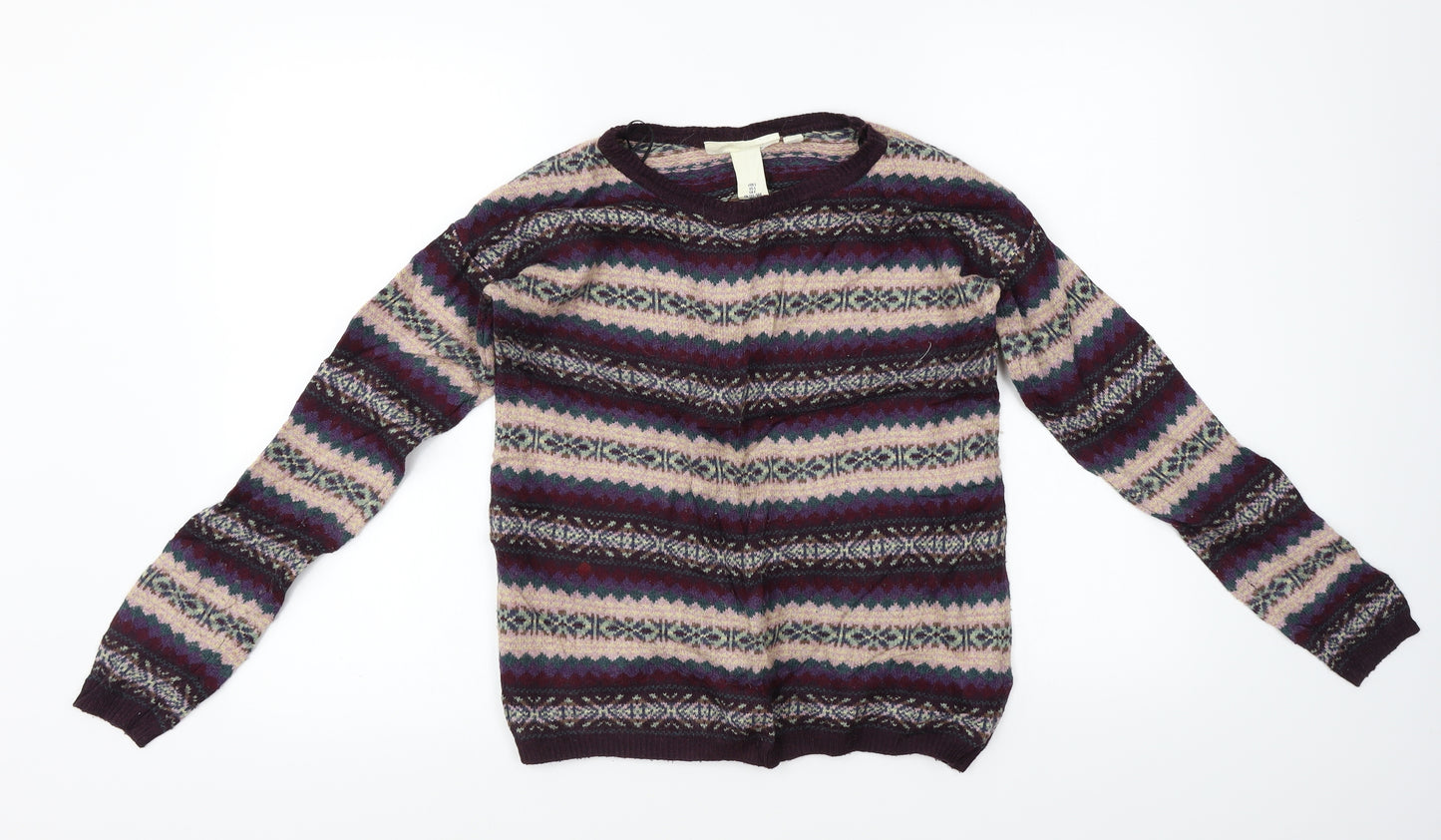 L.O.G.G     Womens Purple Striped  Pullover Jumper Size S