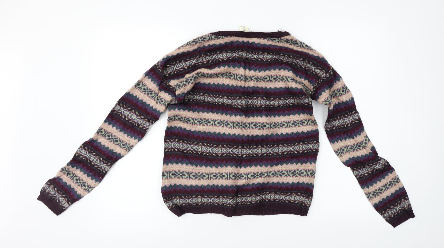 L.O.G.G     Womens Purple Striped  Pullover Jumper Size S