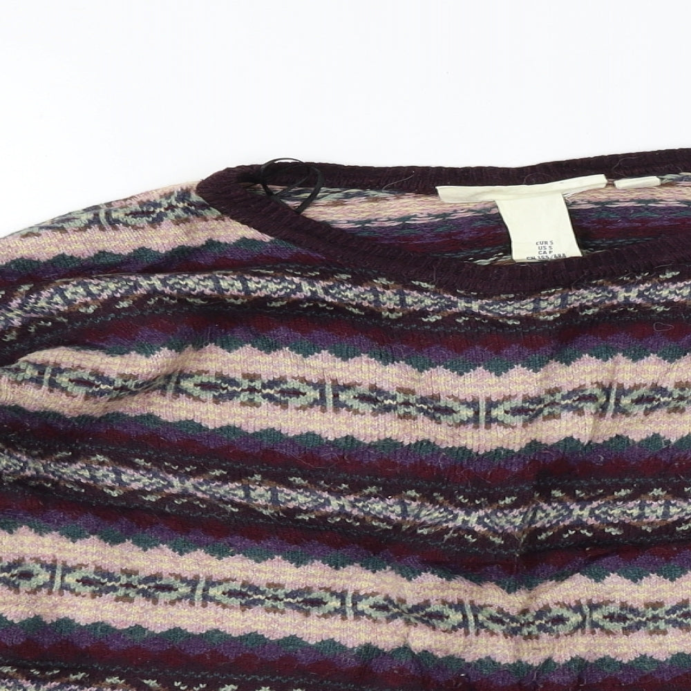 L.O.G.G     Womens Purple Striped  Pullover Jumper Size S