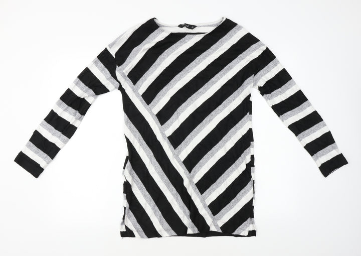 F&F Womens Black Striped A-Line Size 8