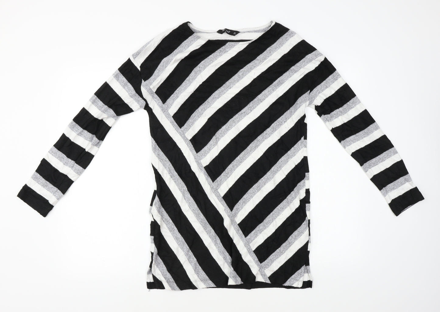 F&F  Womens Black Striped  A-Line  Size 8