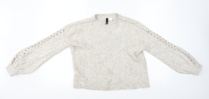 H&M Womens Beige Pullover Jumper Size XS