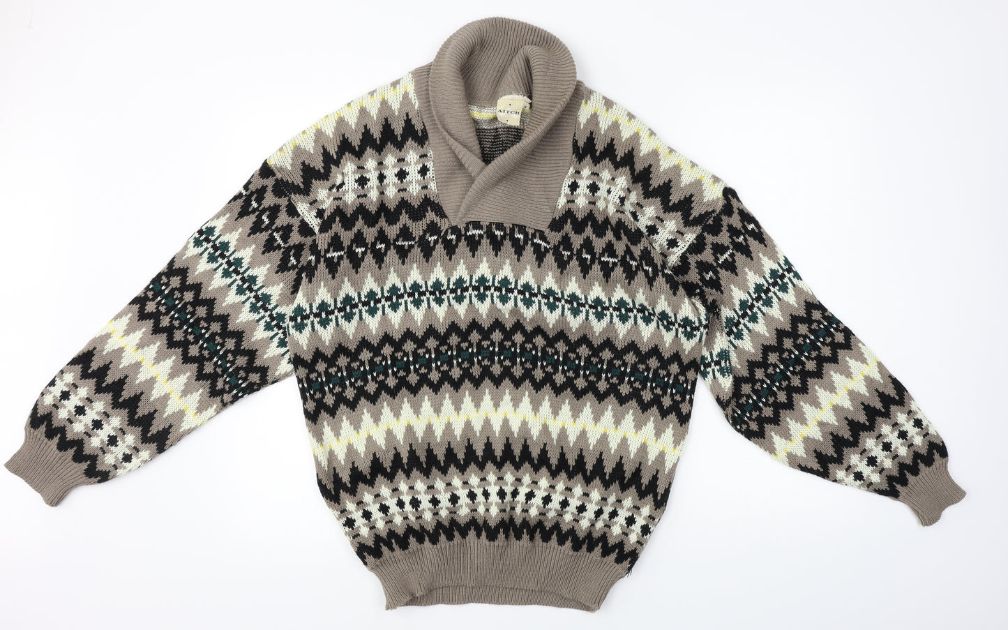 Aitch  Womens Brown Herringbone  Pullover Jumper Size M