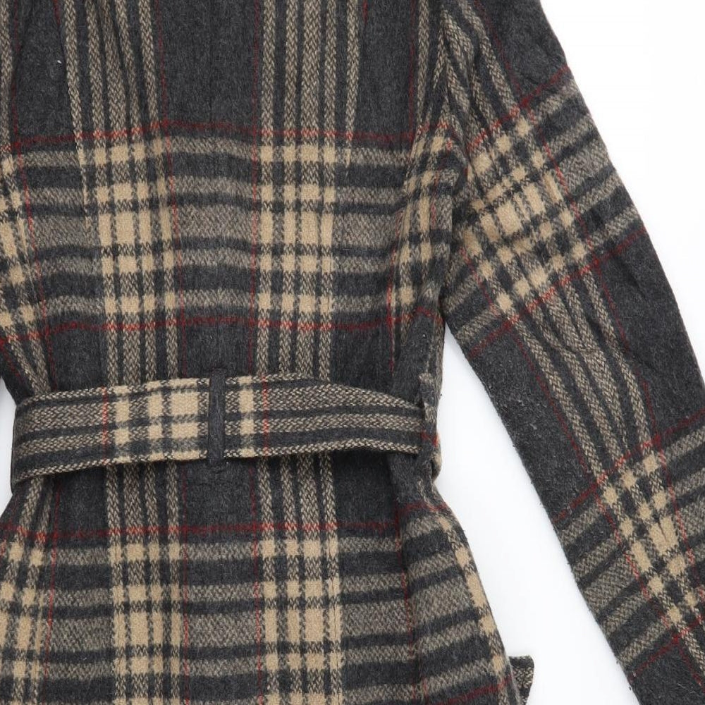 Per Una Womens Brown Check  Overcoat Coat Size 12