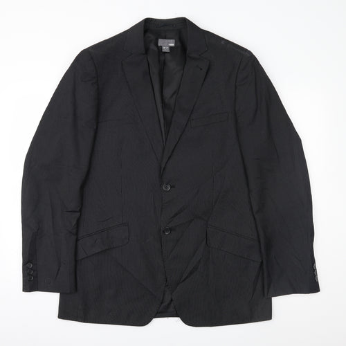 H&M Mens Black Striped  Jacket Suit Jacket Size 42