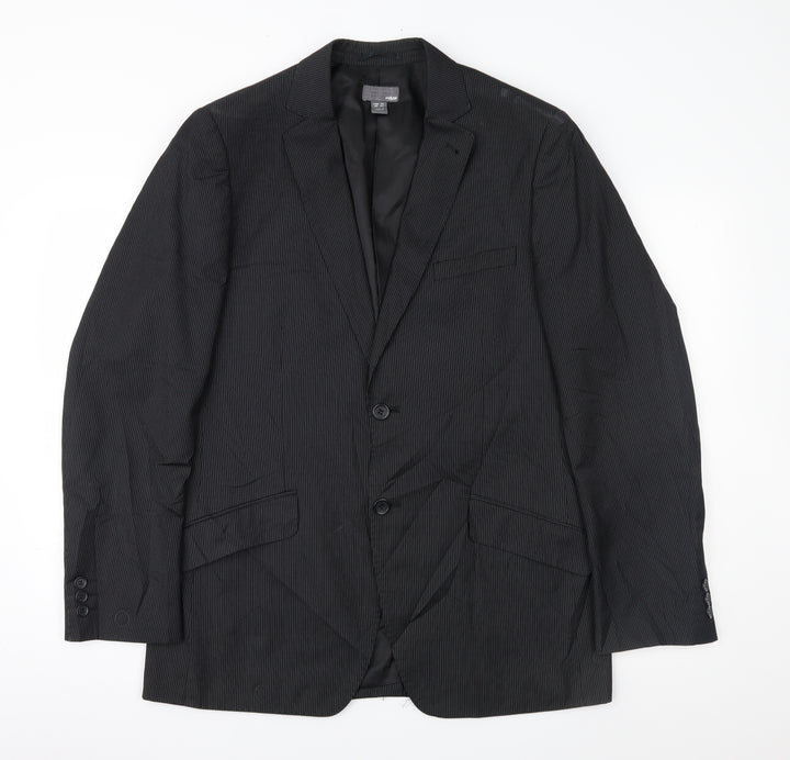 H&M Mens Black Striped  Jacket Suit Jacket Size 42