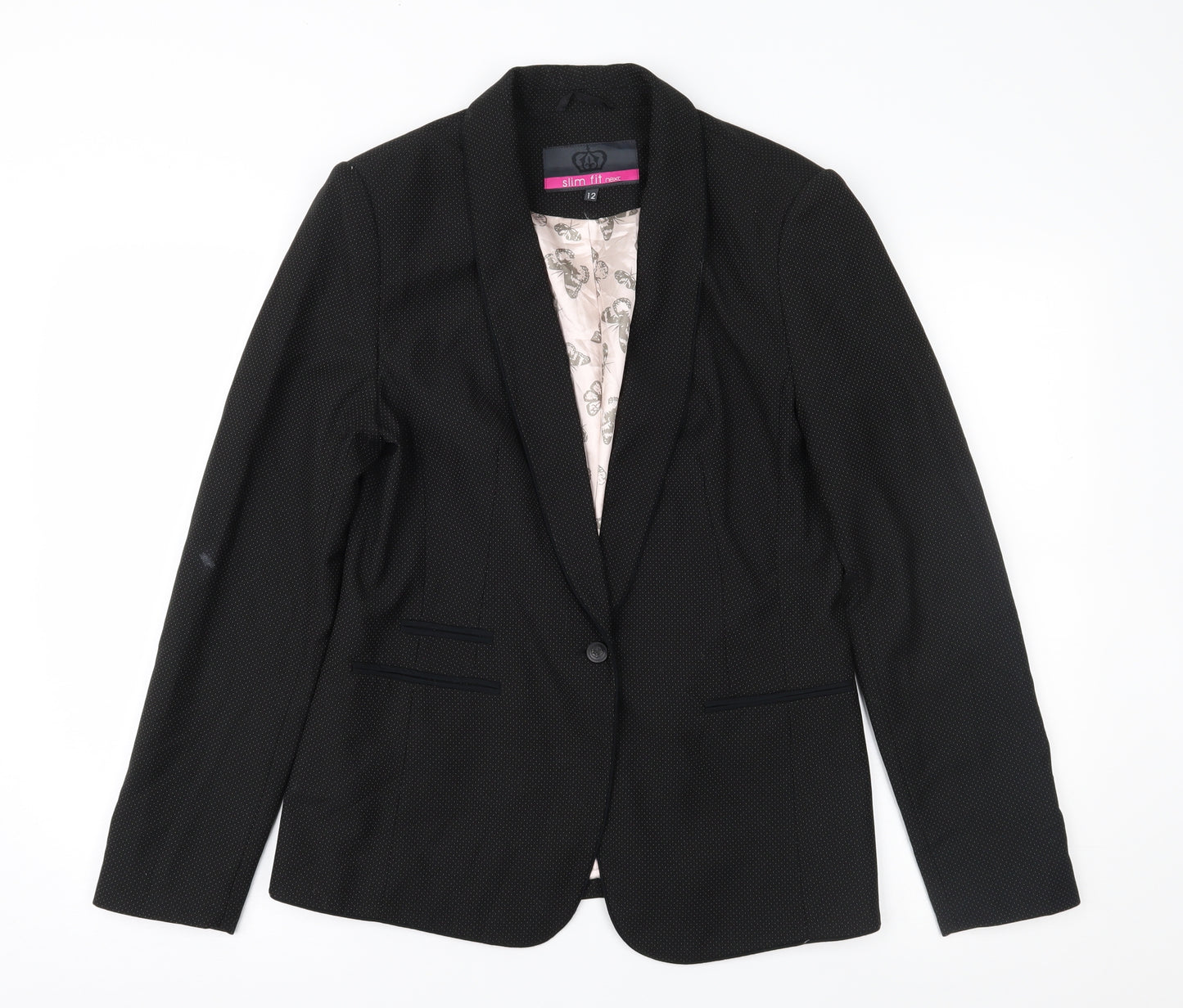 NEXT Womens Black Polka Dot  Jacket Suit Jacket Size 12