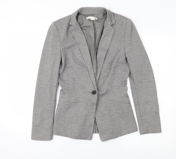 H&M Womens Grey Jacket Suit Jacket Size 6