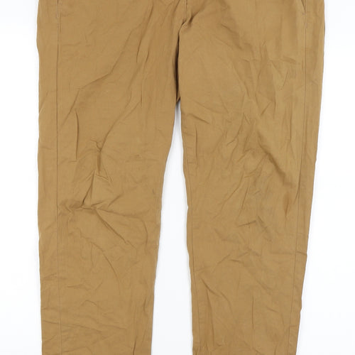 M&S Womens Brown   Chino Trousers Size 14 L29 in