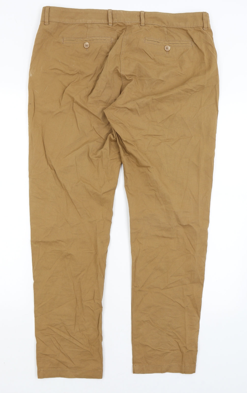 M&S Womens Brown   Chino Trousers Size 14 L29 in