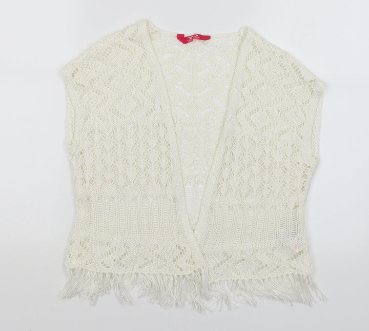 YD Girls White   Wrap Jumper Size 7-8 Years