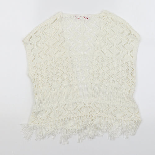 YD Girls White   Wrap Jumper Size 7-8 Years