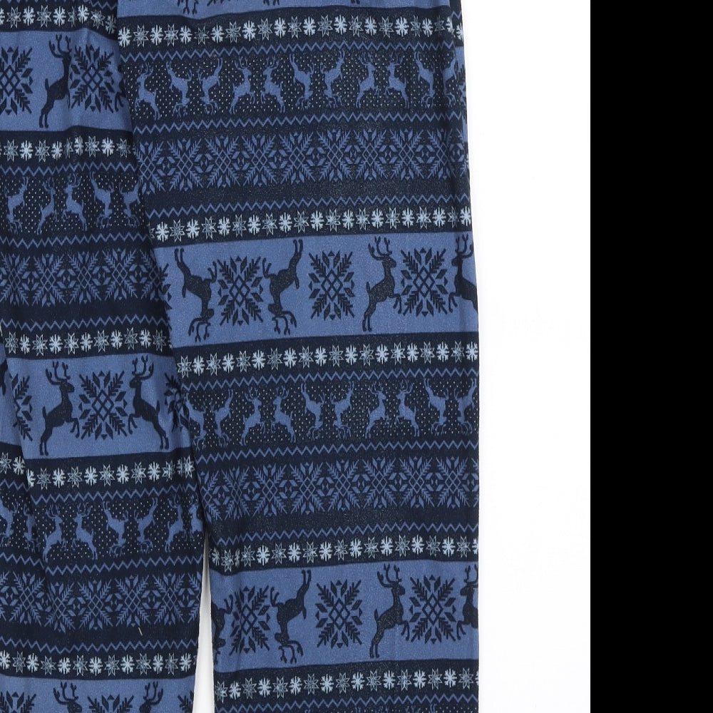 TU Mens Blue Solid   Pyjama Pants Size M  - Christmas