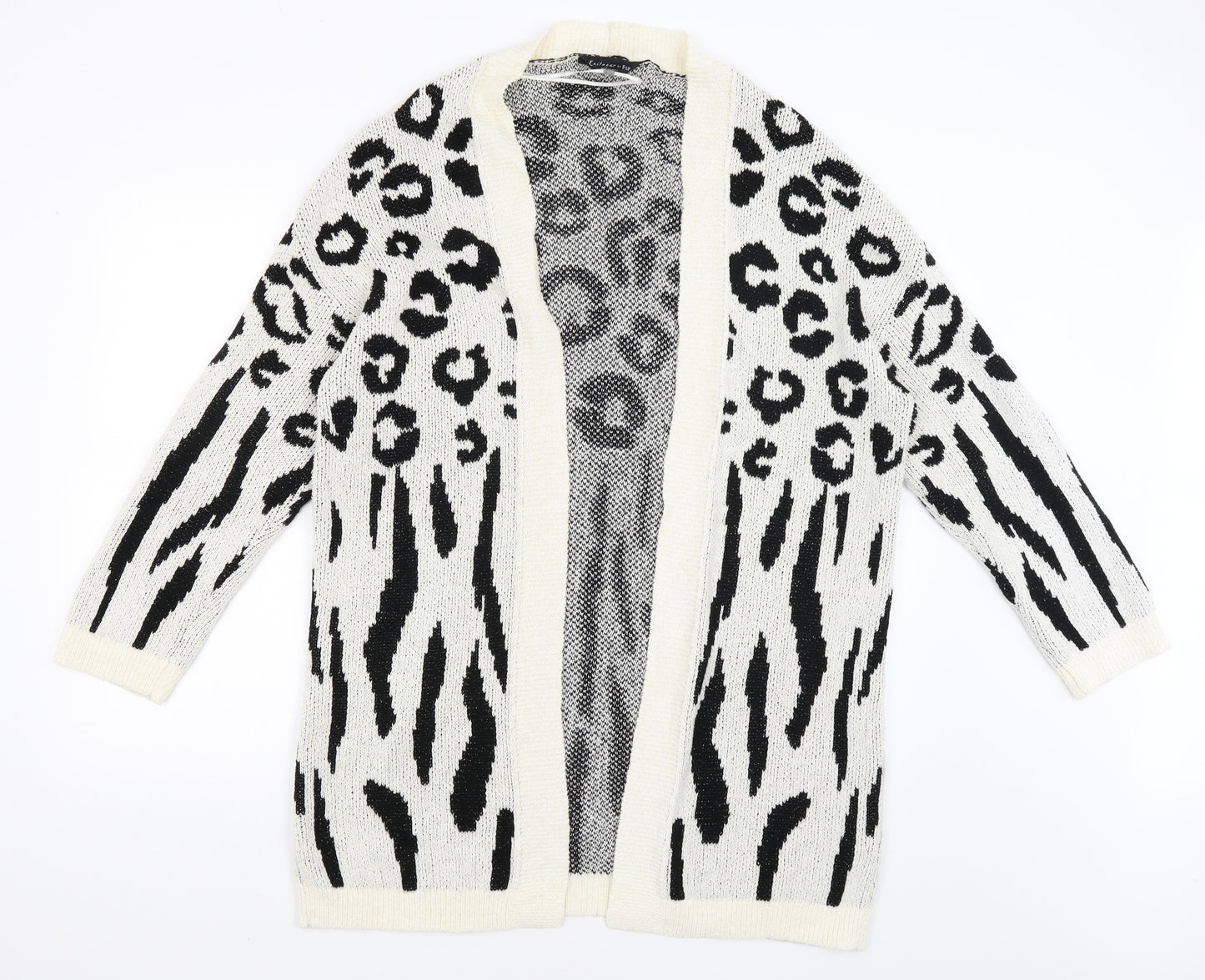 F&F Womens White Animal Print  Wrap Jumper Size 14