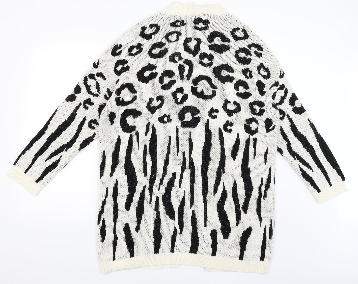 F&F Womens White Animal Print  Wrap Jumper Size 14