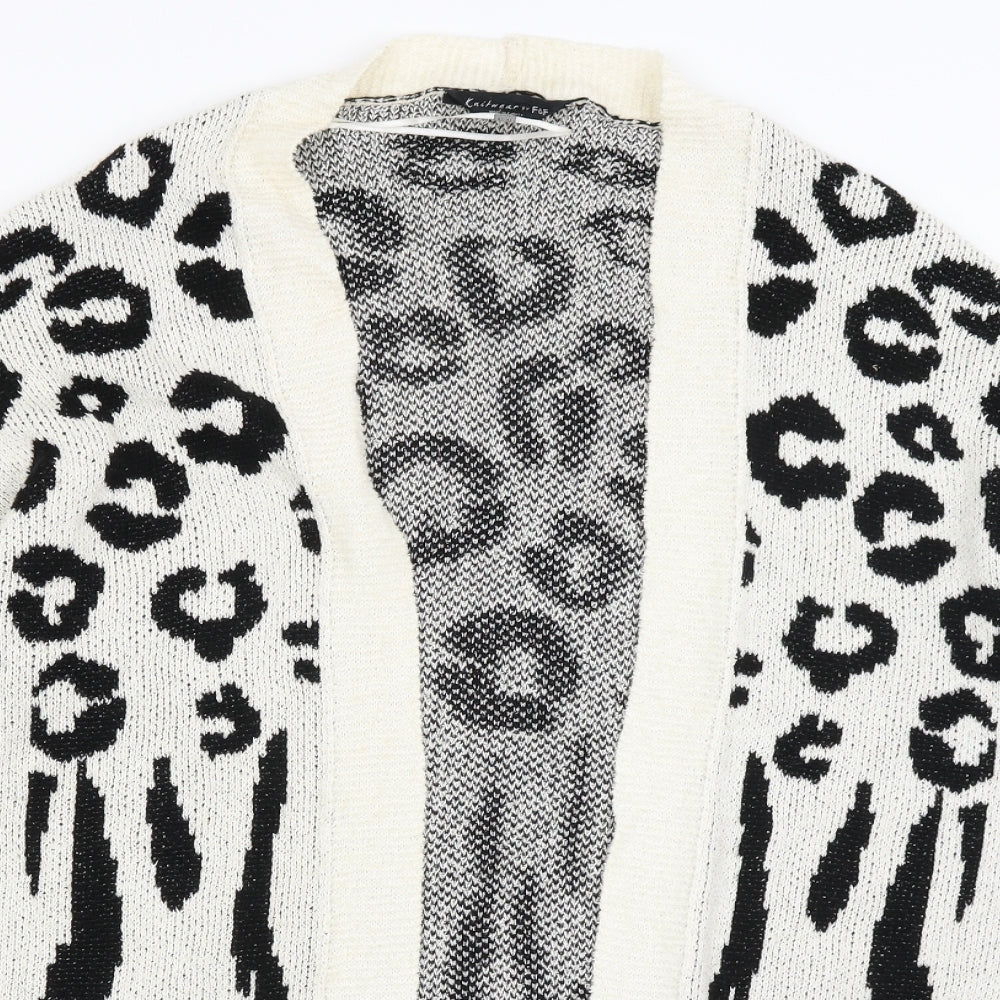 F&F Womens White Animal Print  Wrap Jumper Size 14