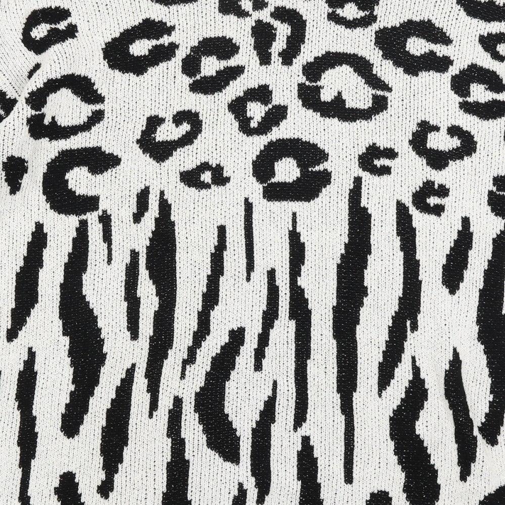 F&F Womens White Animal Print  Wrap Jumper Size 14