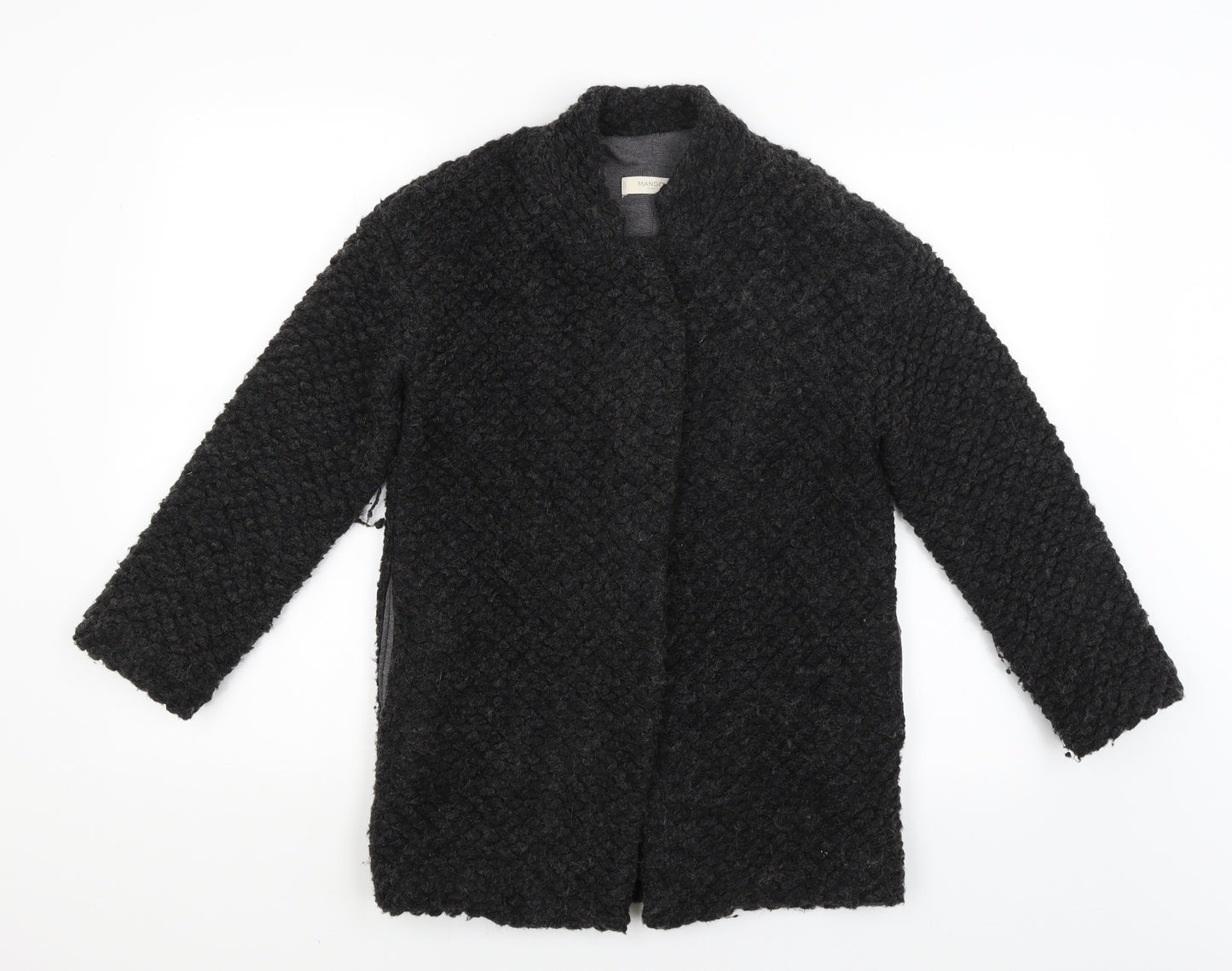 Mango Kids Girls Black   Overcoat Coat Size 11-12 Years