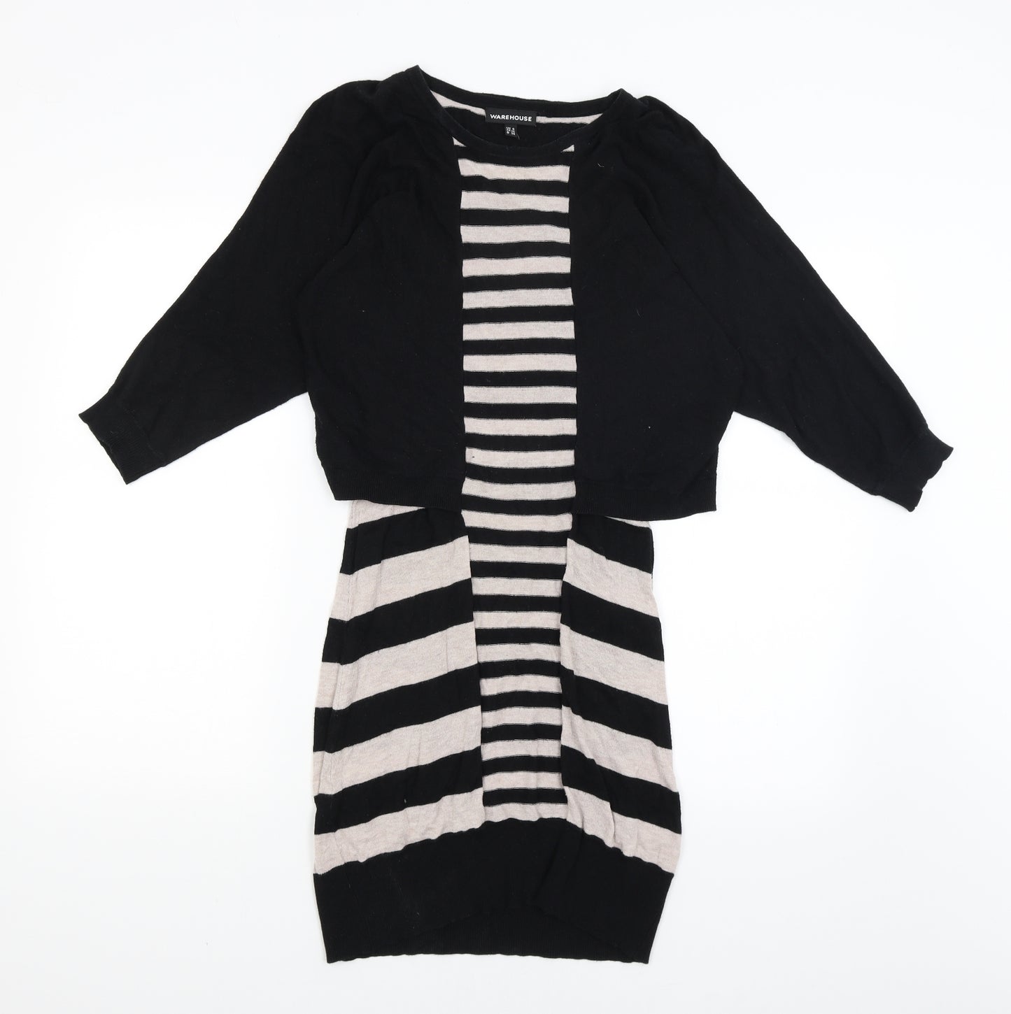 Warehouse Womens Beige Striped  T-Shirt Dress  Size 8