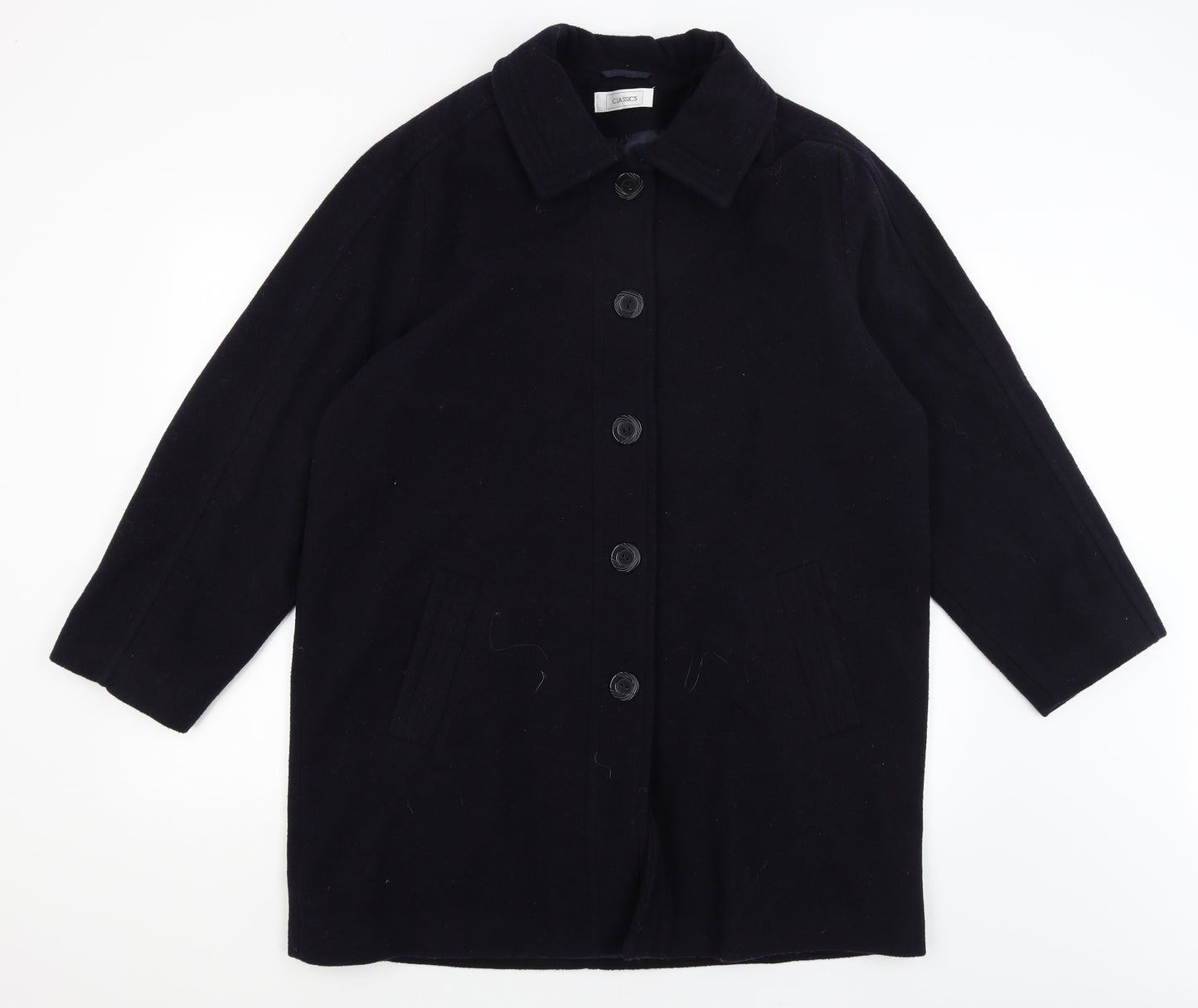Classics Womens Black   Overcoat Coat Size 18