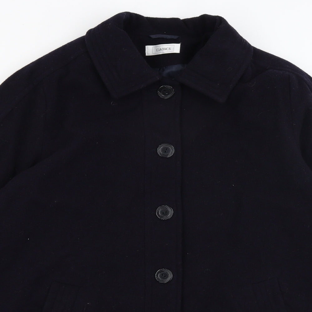 Classics Womens Black   Overcoat Coat Size 18