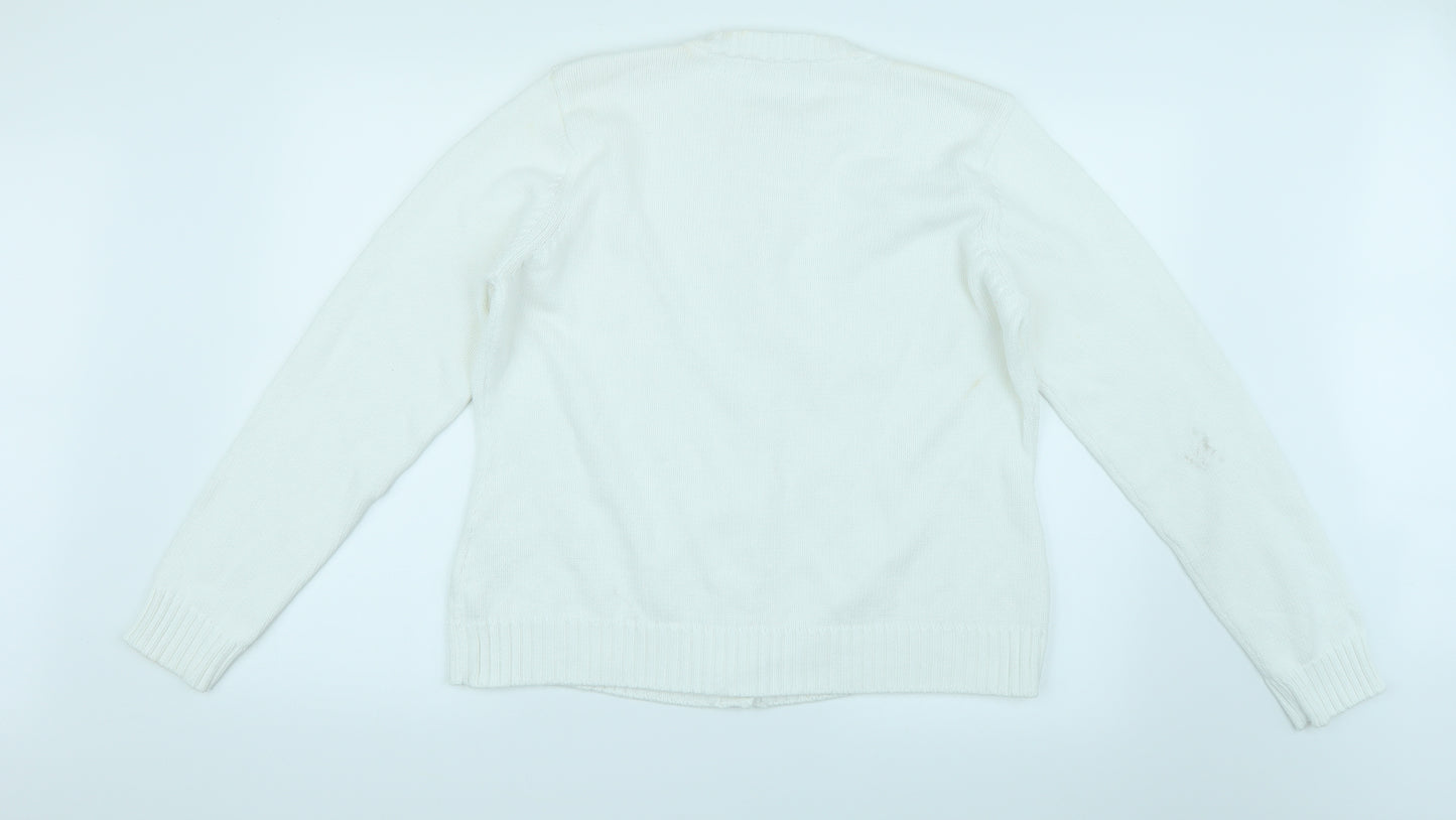 EWM Womens White   Cardigan Jumper Size L
