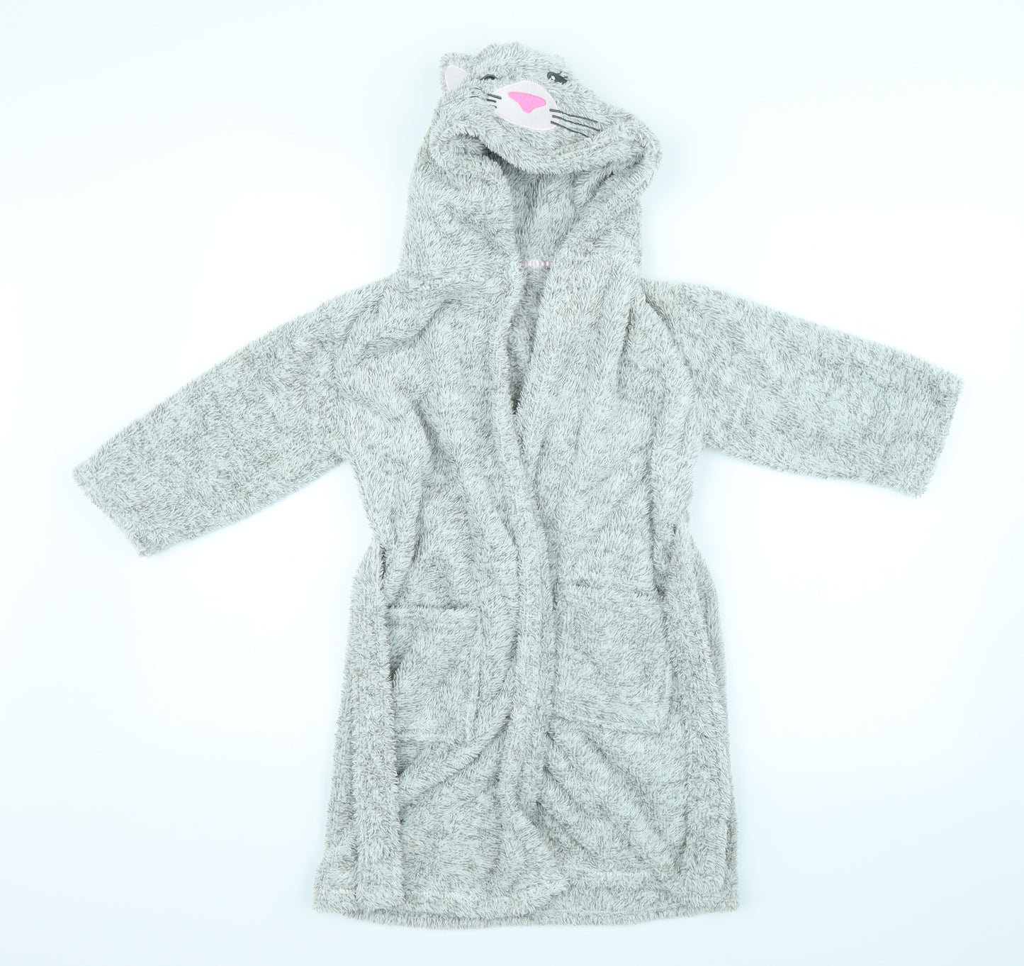 F&F Girls Grey Solid   Robe Size 3-4 Years
