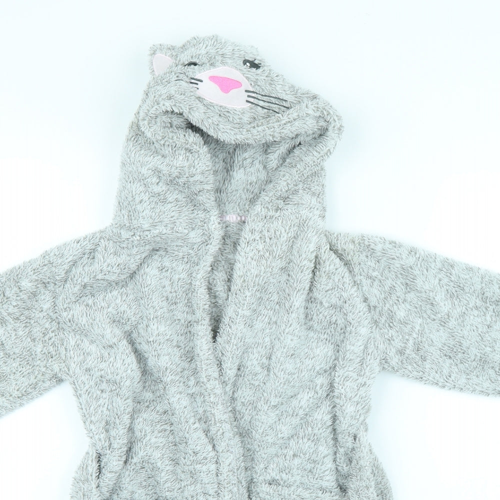 F&F Girls Grey Solid   Robe Size 3-4 Years