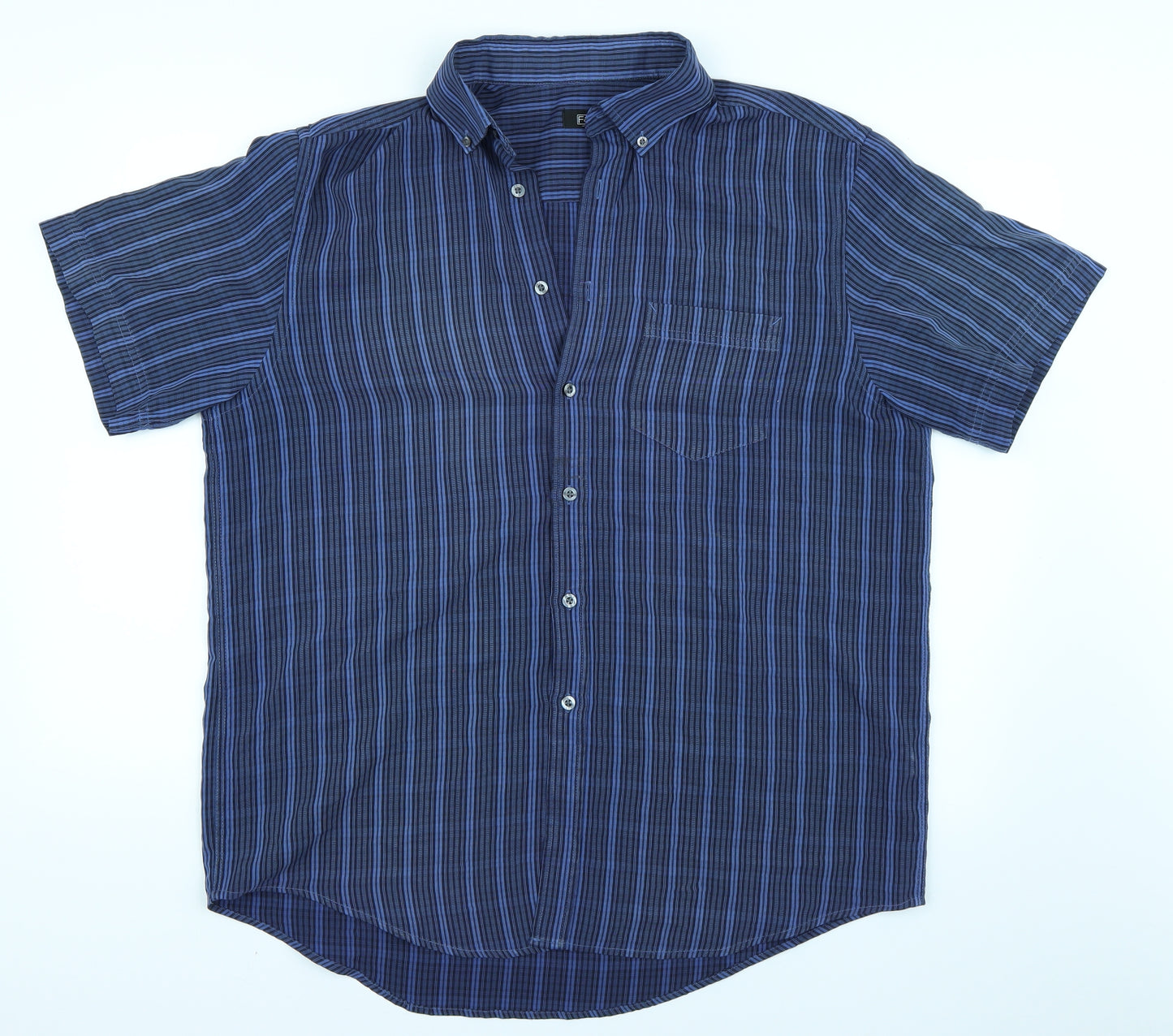 F&F Mens Blue Striped   Button-Up Size L