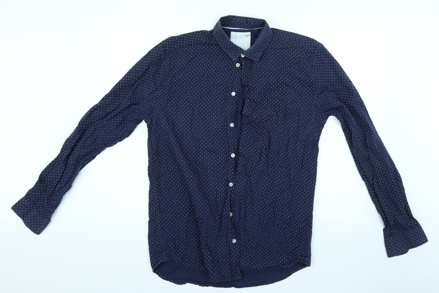 Minimum Mens Blue Polka Dot   Dress Shirt Size L