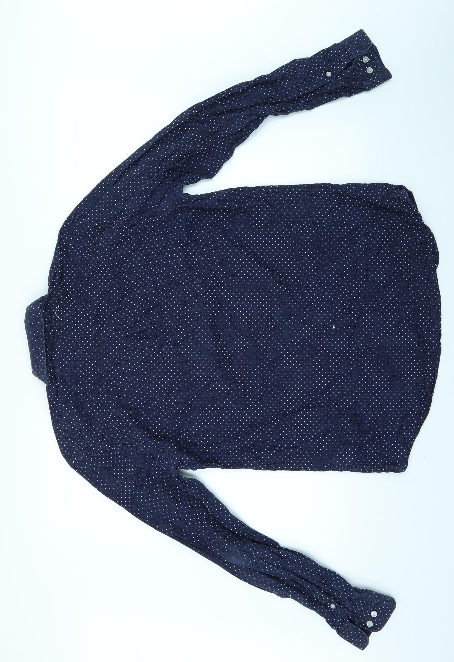 Minimum Mens Blue Polka Dot   Dress Shirt Size L