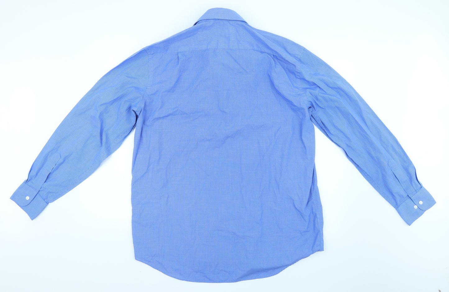 Marks and Spencer Mens Blue Check   Dress Shirt Size 42