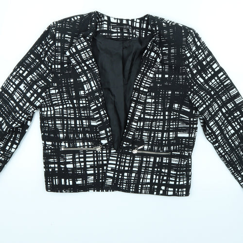 Primark Womens Black Check  Jacket Coatigan Size 12