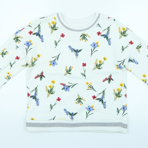 Limited Edition Womens White Floral  Pullover Jumper Size 10