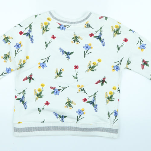 Limited Edition Womens White Floral  Pullover Jumper Size 10