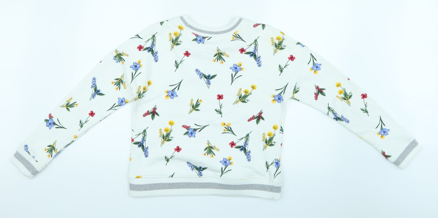Limited Edition Womens White Floral  Pullover Jumper Size 10