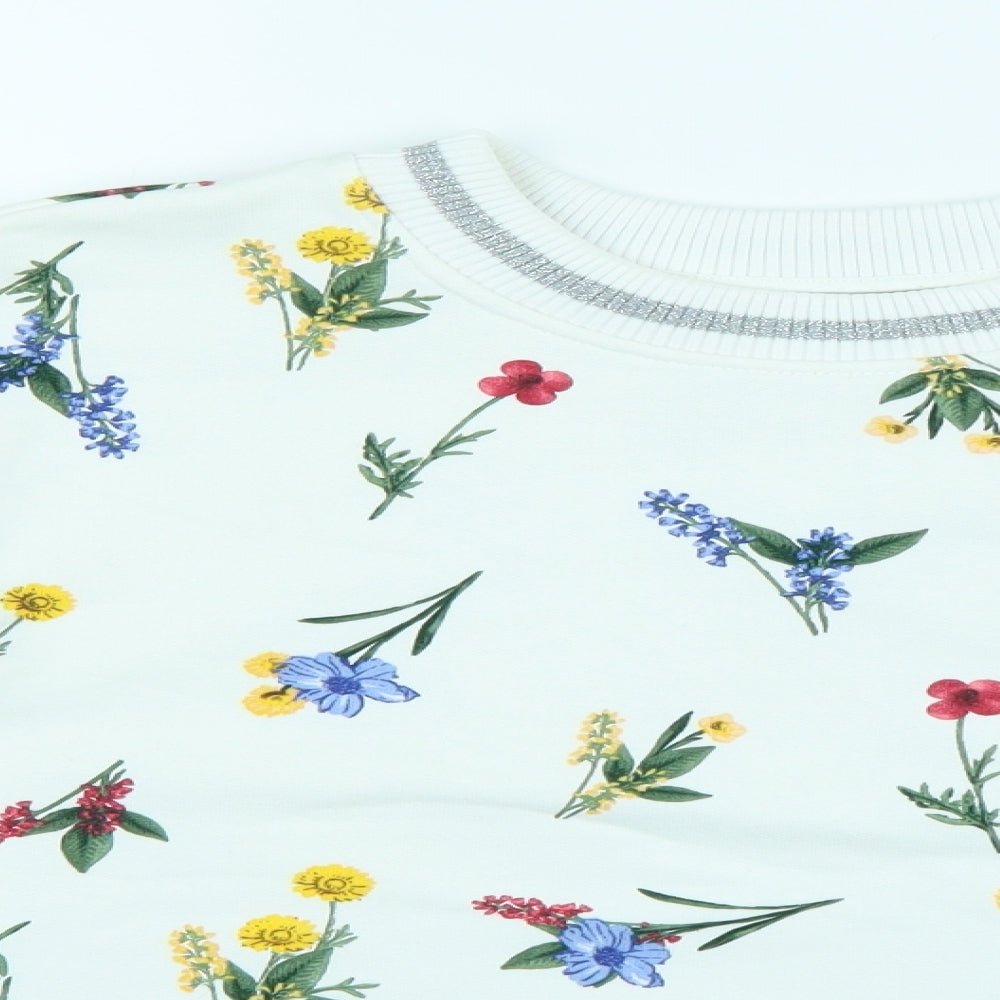 Limited Edition Womens White Floral  Pullover Jumper Size 10