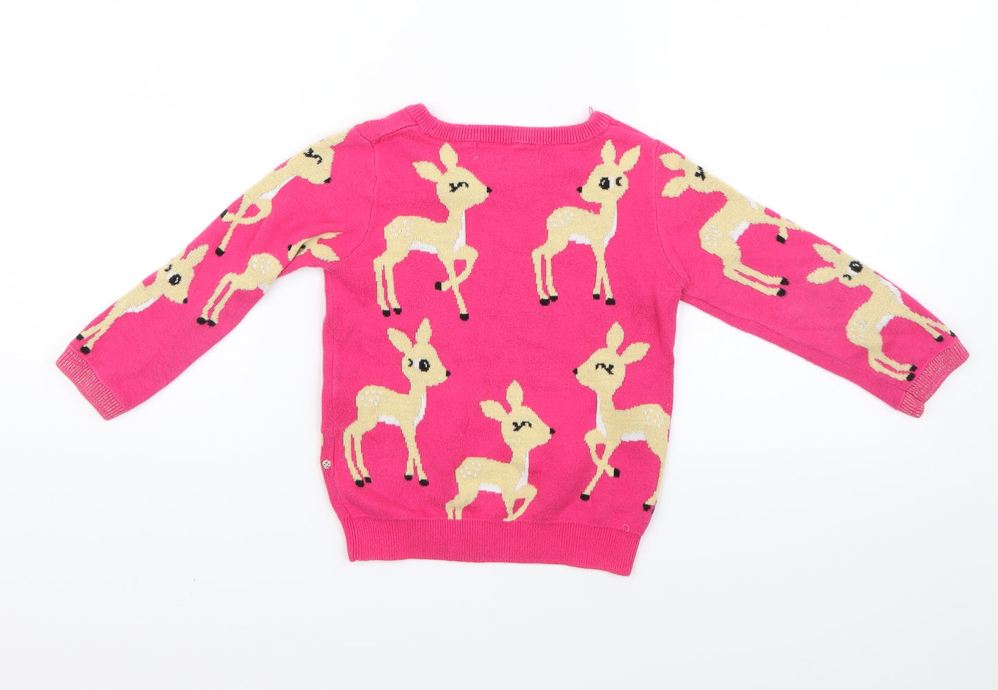 Marks and Spencer Girls Pink   Pullover Jumper Size 2-3 Years  - Christmas