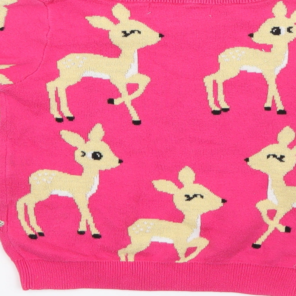 Marks and Spencer Girls Pink   Pullover Jumper Size 2-3 Years  - Christmas