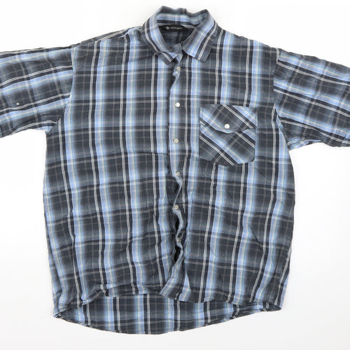 South Bay Mens Blue Plaid   Button-Up Size S