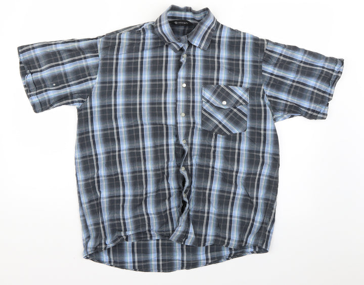 South Bay Mens Blue Plaid Button-Up Size S