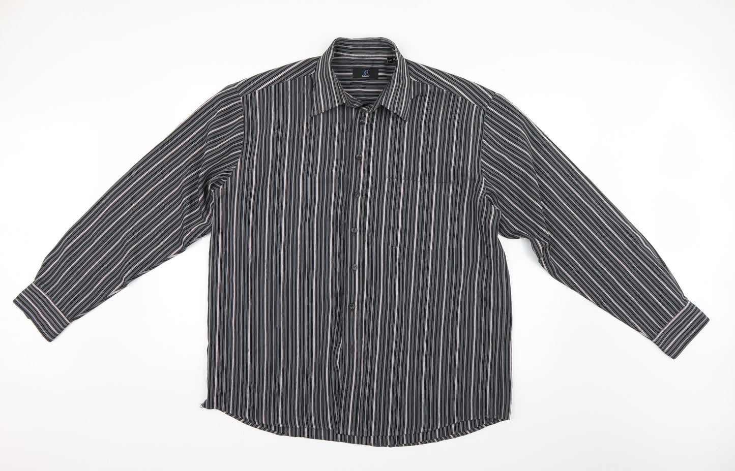 Oscar Mens Black Pinstripe   Dress Shirt Size 42