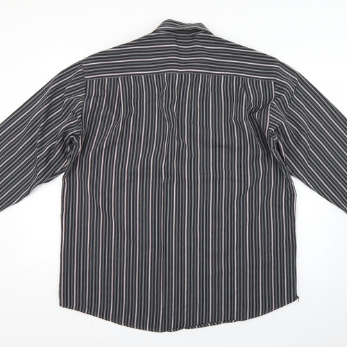 Oscar Mens Black Pinstripe   Dress Shirt Size 42