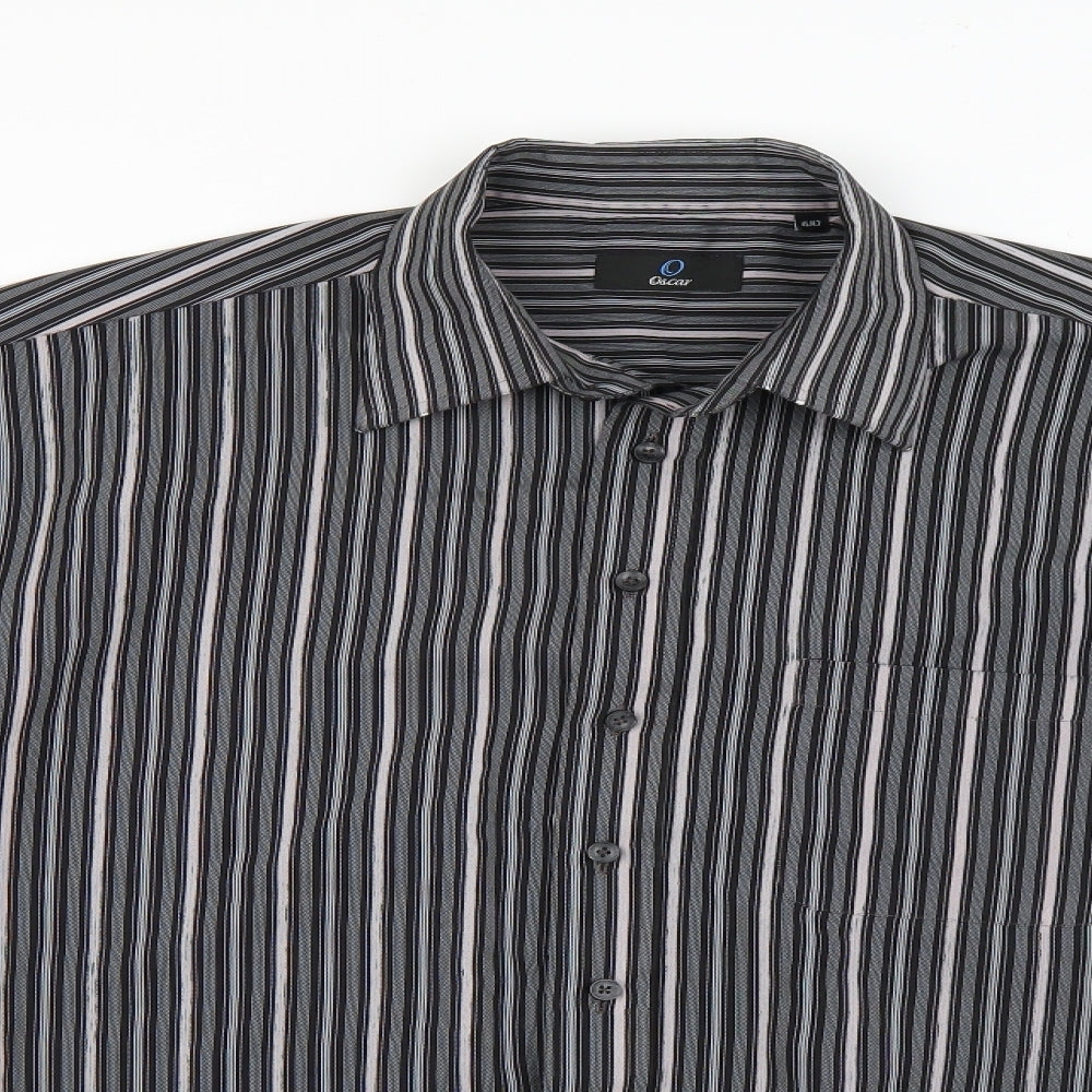 Oscar Mens Black Pinstripe   Dress Shirt Size 42