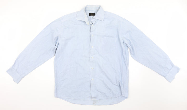 Oscar Mens Blue Pinstripe   Dress Shirt Size 42